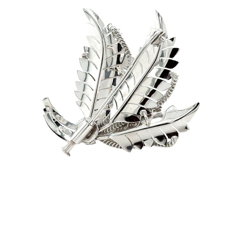 White Gold - Diamonds Sorted Foliage Brooch