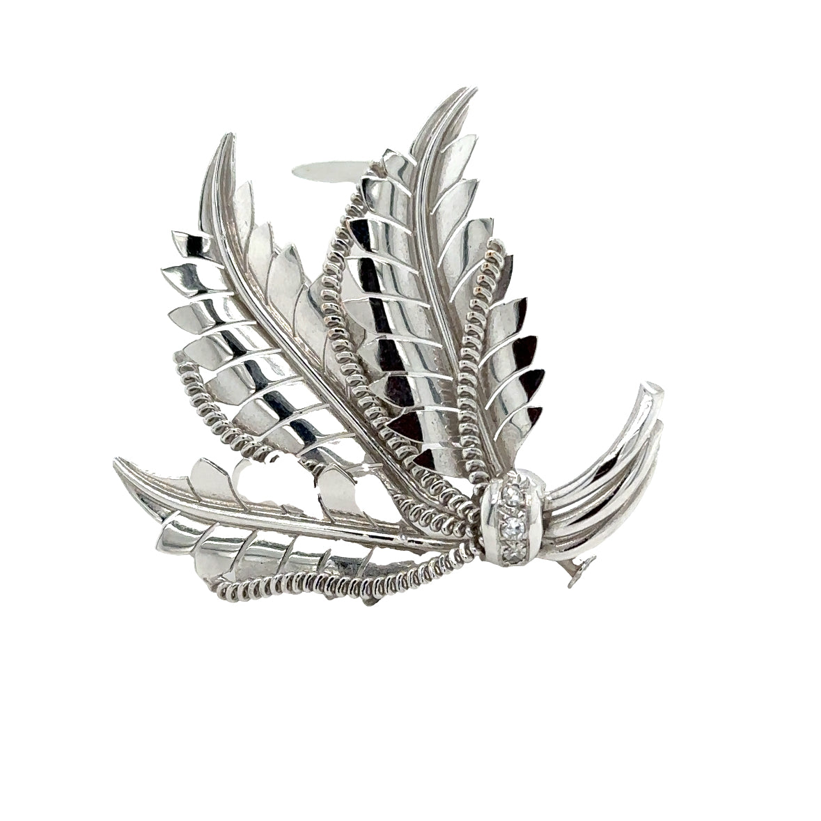 White Gold - Diamonds Sorted Foliage Brooch