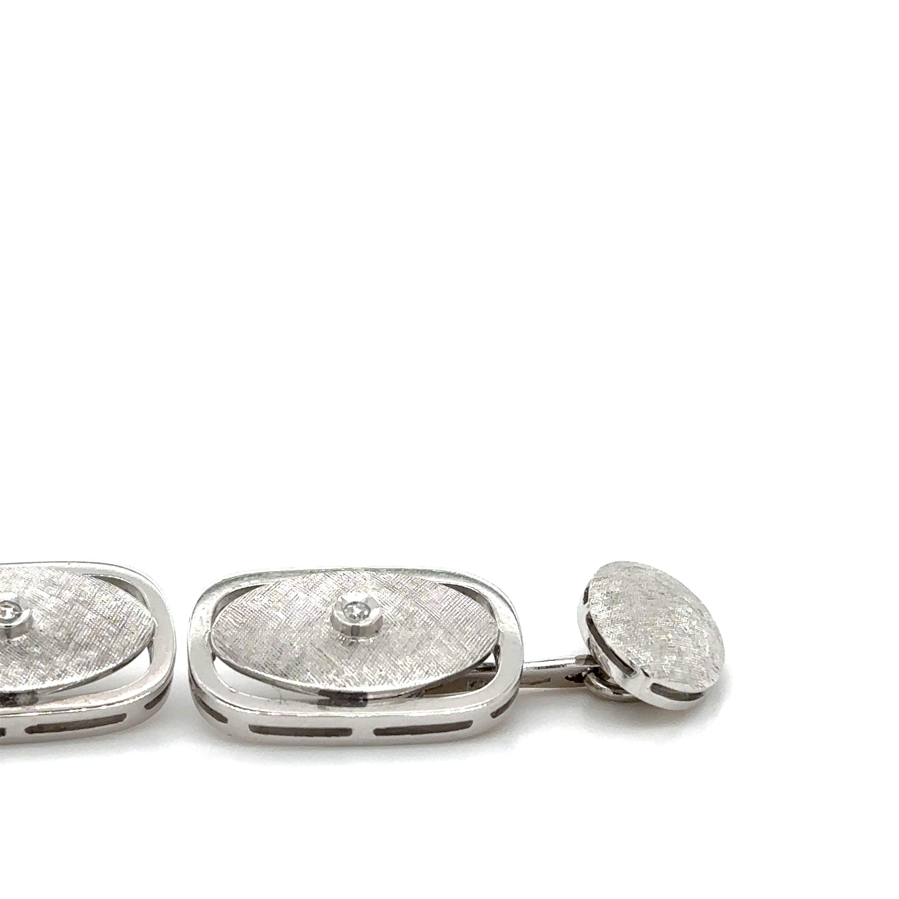 Boutons de Manchettes Or Blanc - Diamants