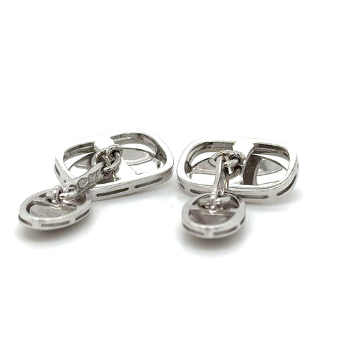 Boutons de Manchettes Or Blanc - Diamants