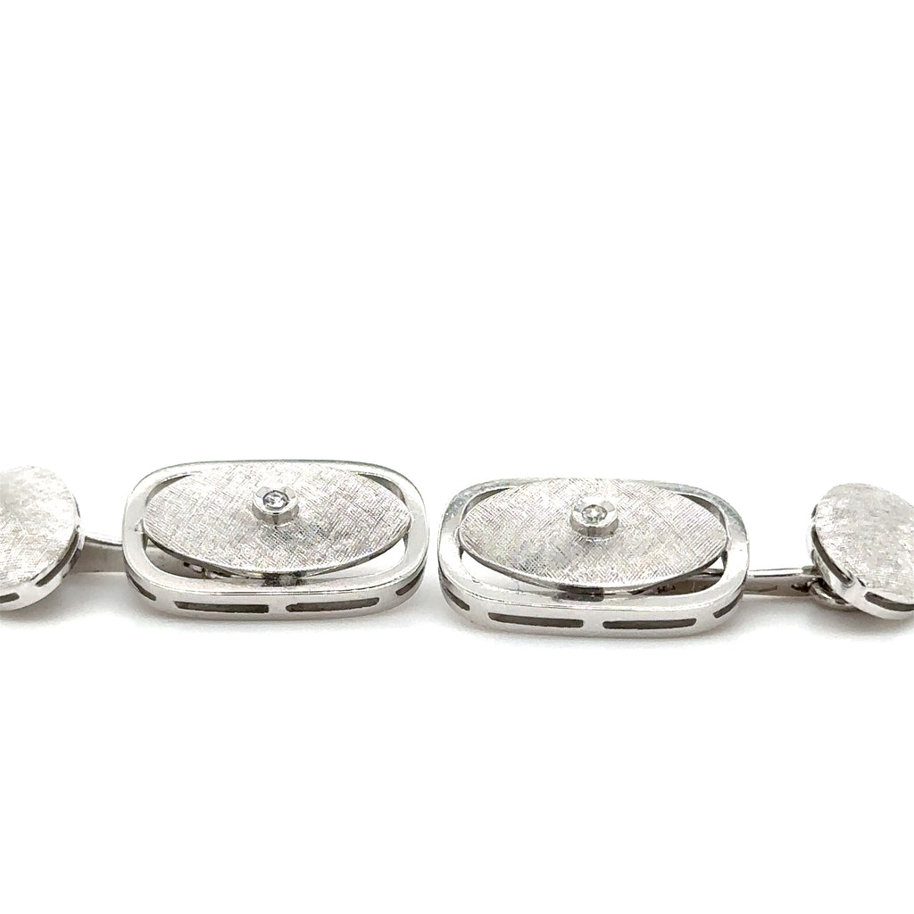 Boutons de Manchettes Or Blanc - Diamants