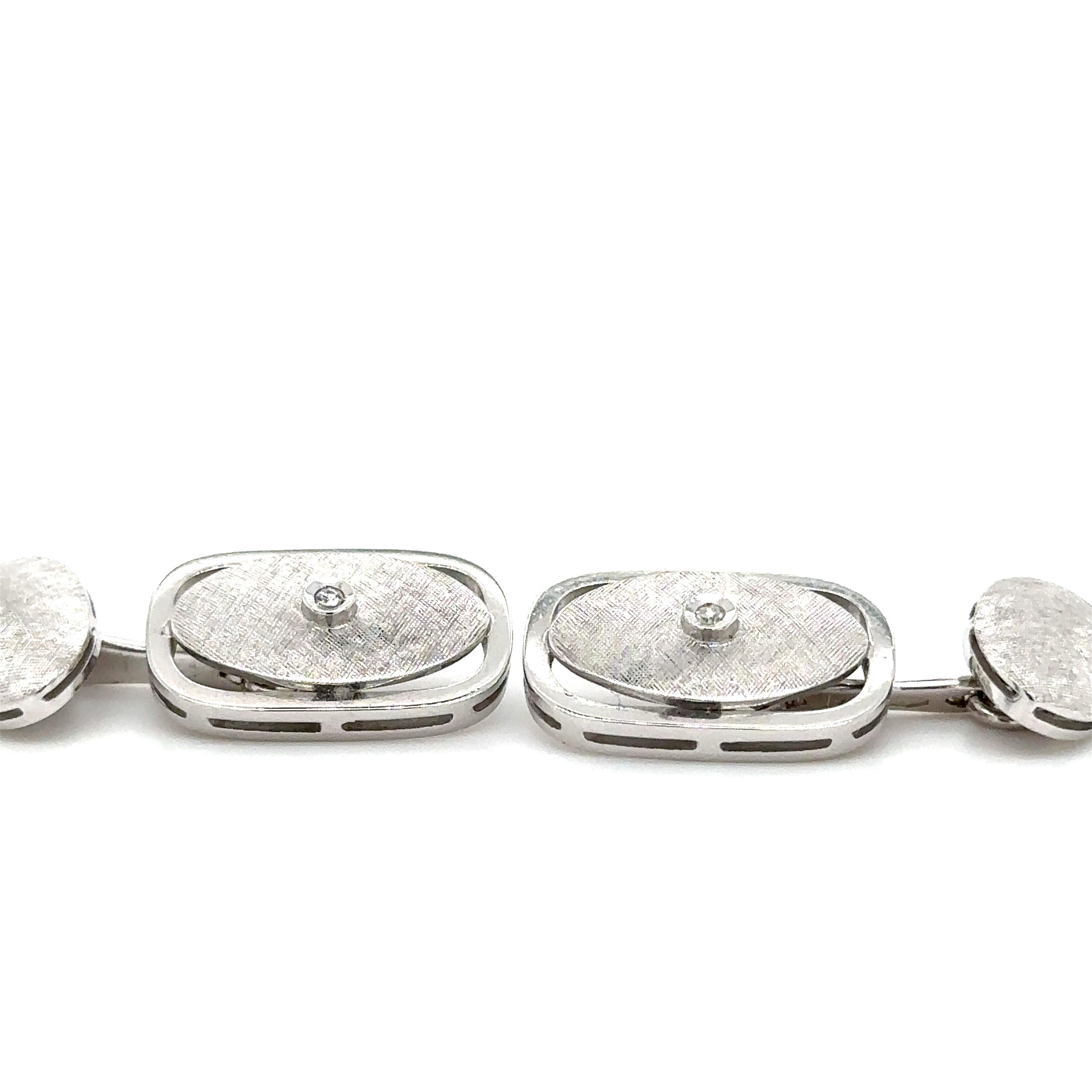Boutons de Manchettes Or Blanc - Diamants