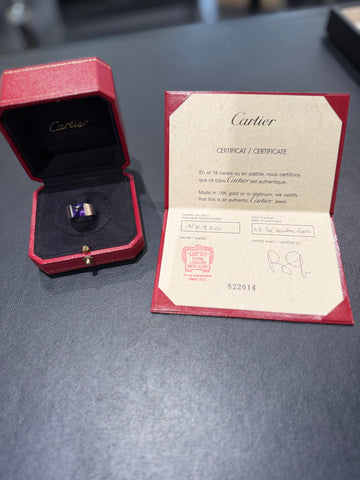 Cartier - Bague Tank Or blanc avec Améthyste