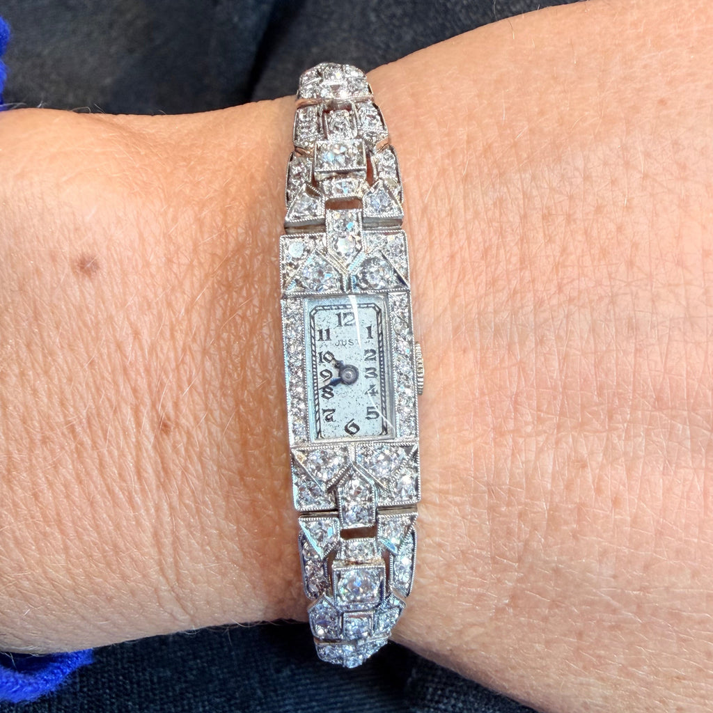 Art déco - Montre femme Platine et diamants
