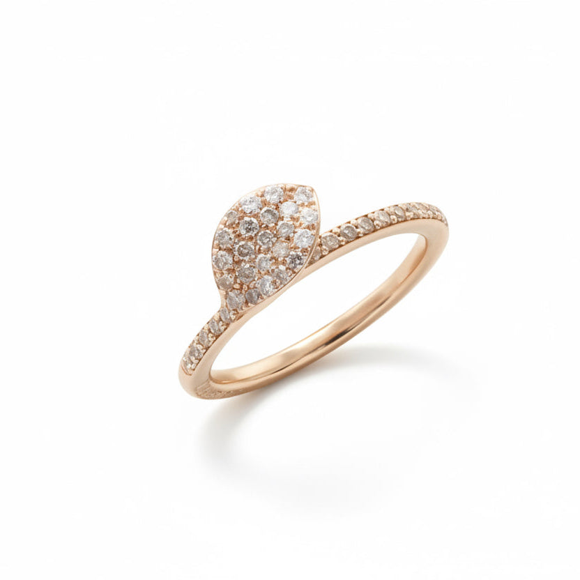 Pasquale Bruni - Bague Feuille simple - Or Rose et Diamants