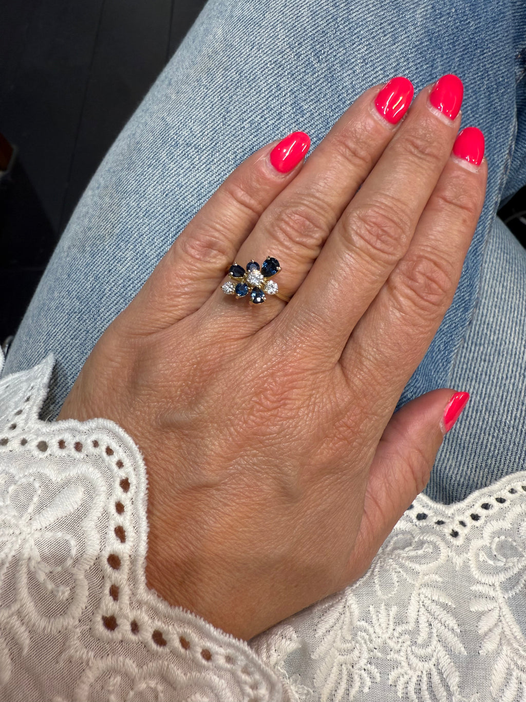 Bague Vintage Or Jaune - Saphirs et Diamants