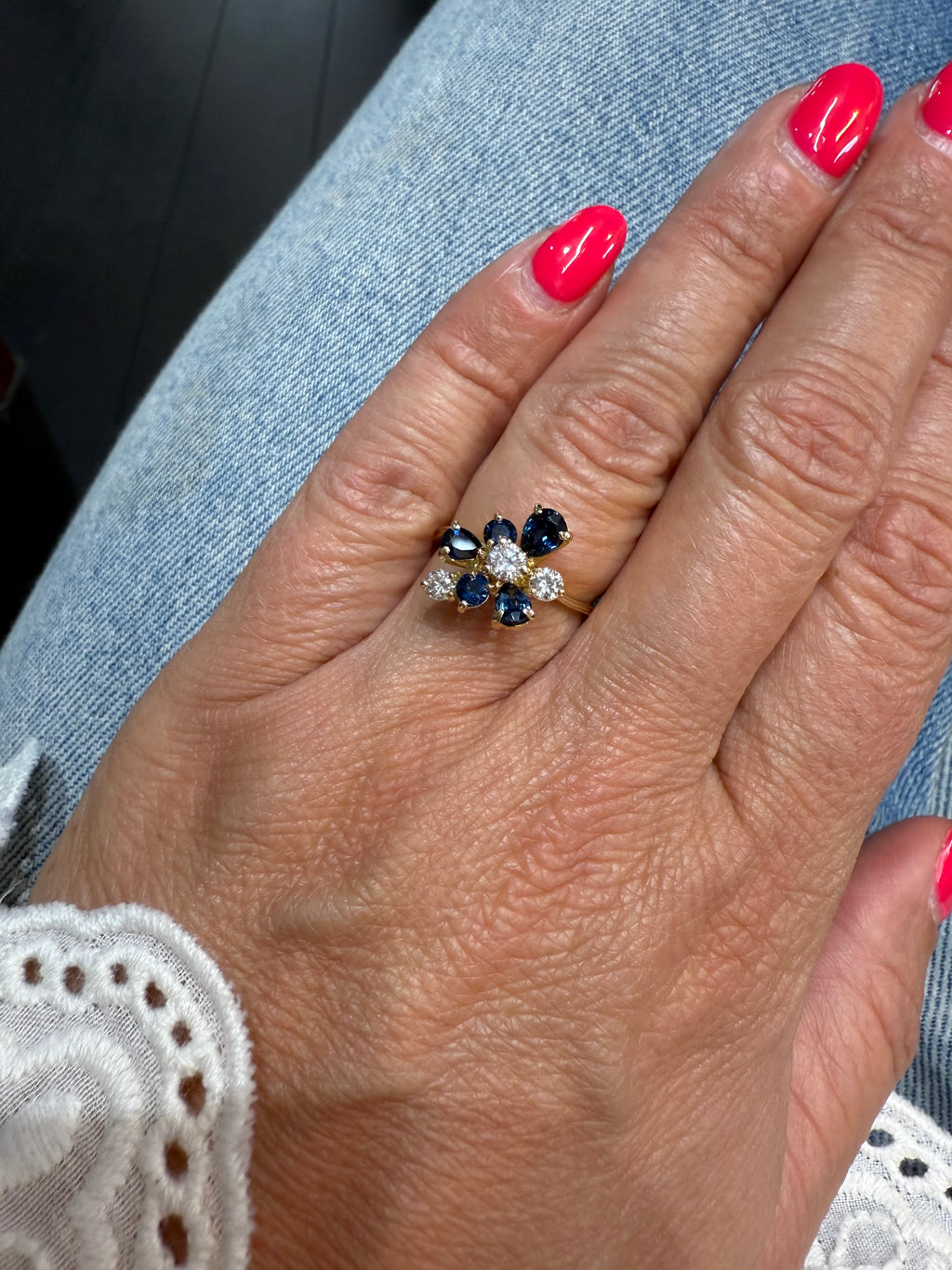 Bague Vintage Or Jaune - Saphirs et Diamants