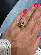 Bague Vintage Or Jaune - Saphirs et Diamants