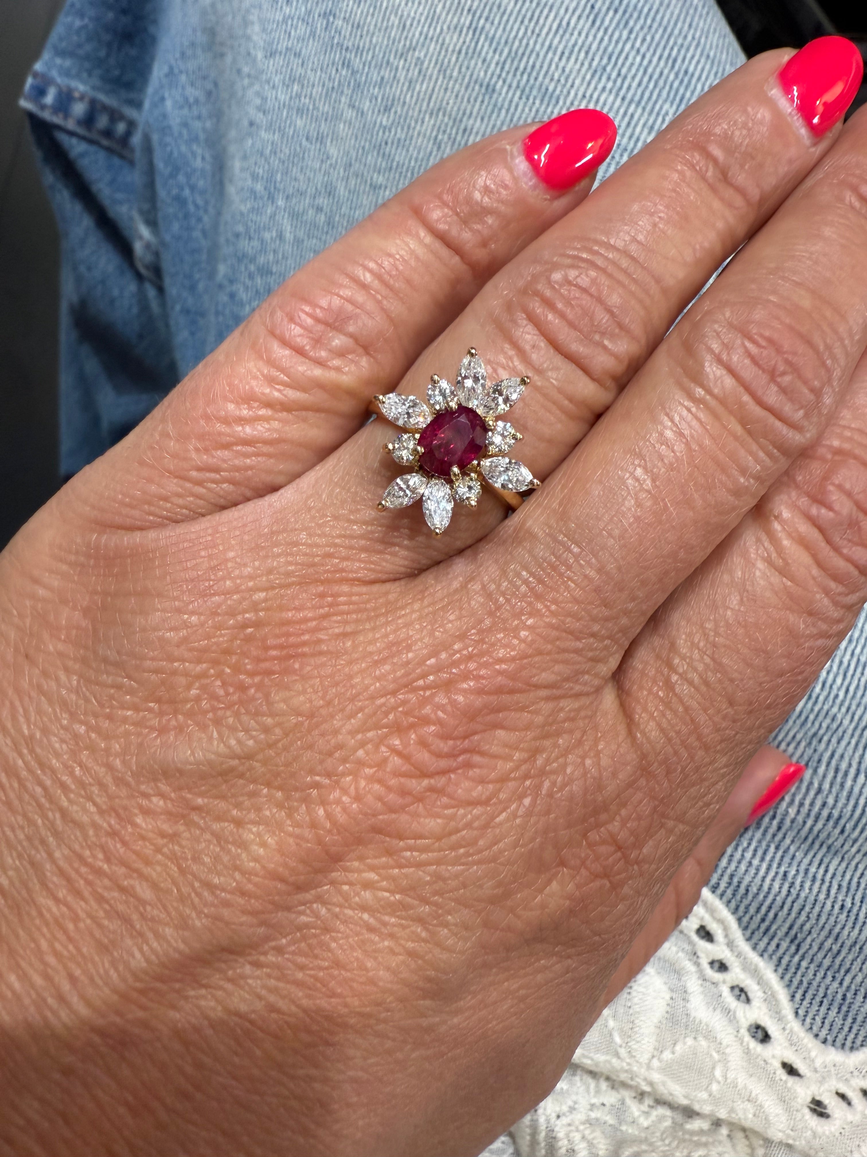 Bague Marguerite Or jaune - Rubis et Diamants