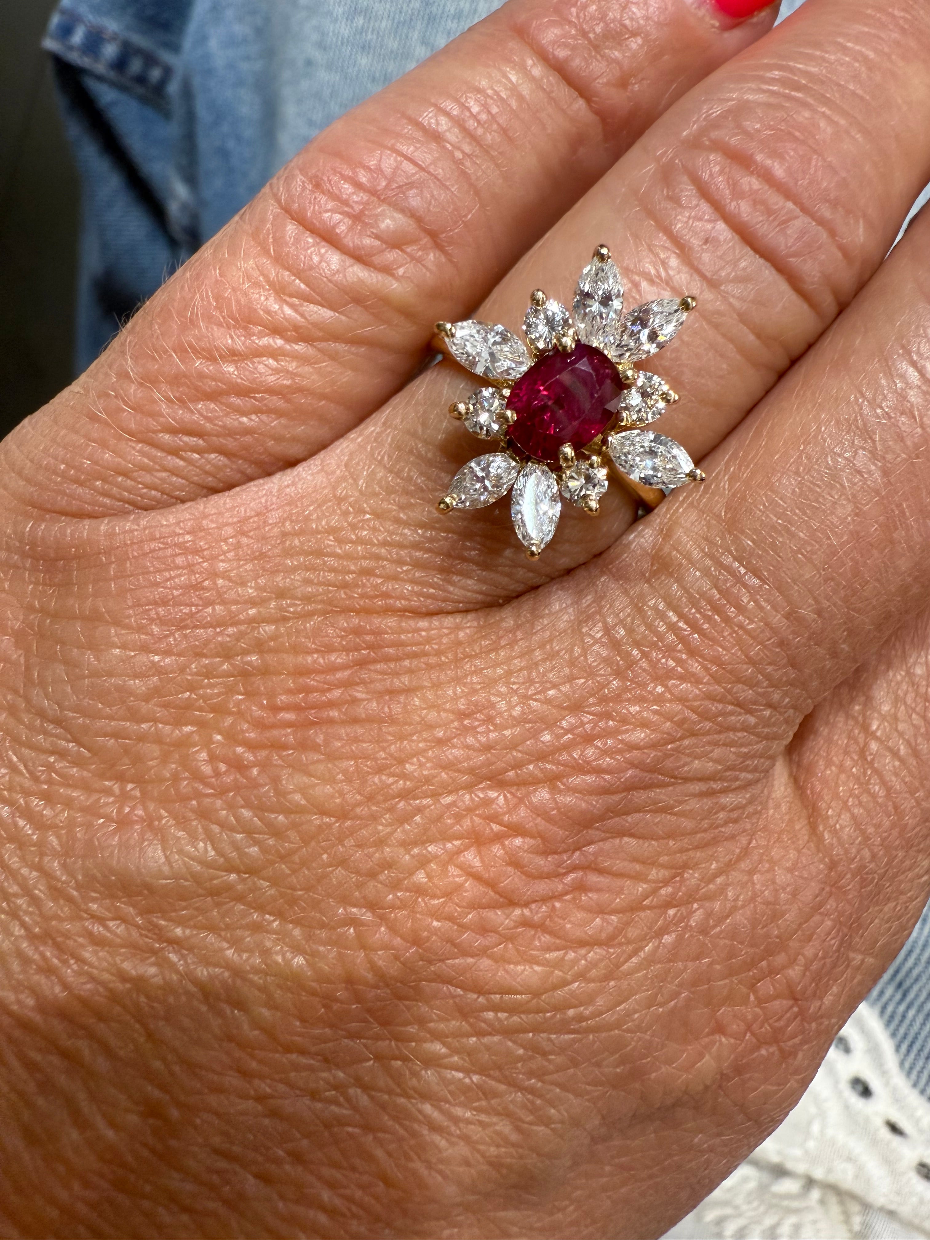 Bague Marguerite Or jaune - Rubis et Diamants