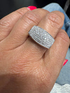 Bague chevalière Or blanc - Diamants