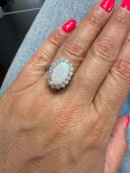 Bague Or blanc - Opale et Diamants