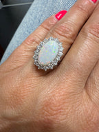 Bague Or blanc - Opale et Diamants