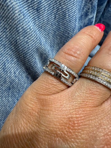 Bulgari - Bague or blanc et diamants - Modèle Parentesi