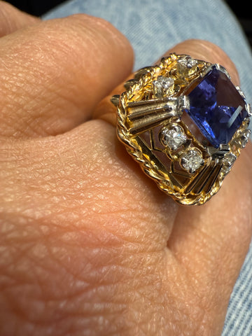Vintage Ring - Rose Gold - Tanzanite and Diamonds