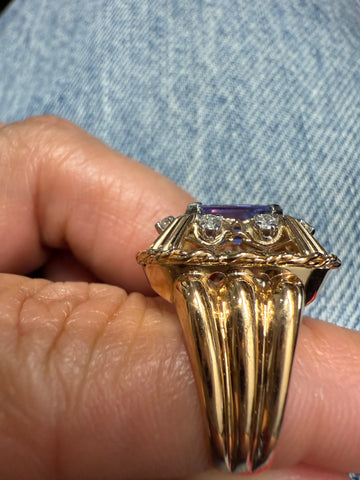 Vintage Ring - Rose Gold - Tanzanite and Diamonds