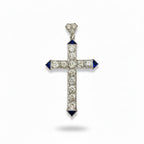 Art Déco - Pendentif Croix - Platine et Diamants