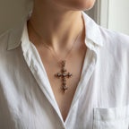 Croix Mistralienne - Or Rose et Argent - Diamants