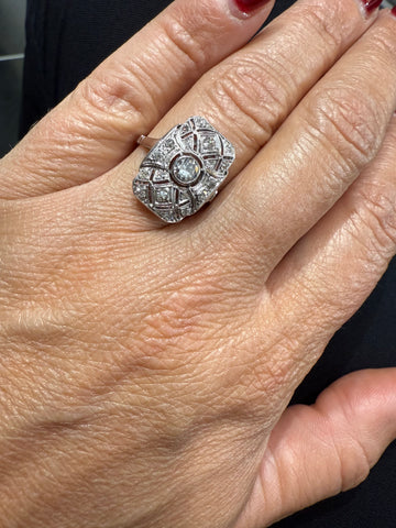Art déco - Bague Platine et diamants