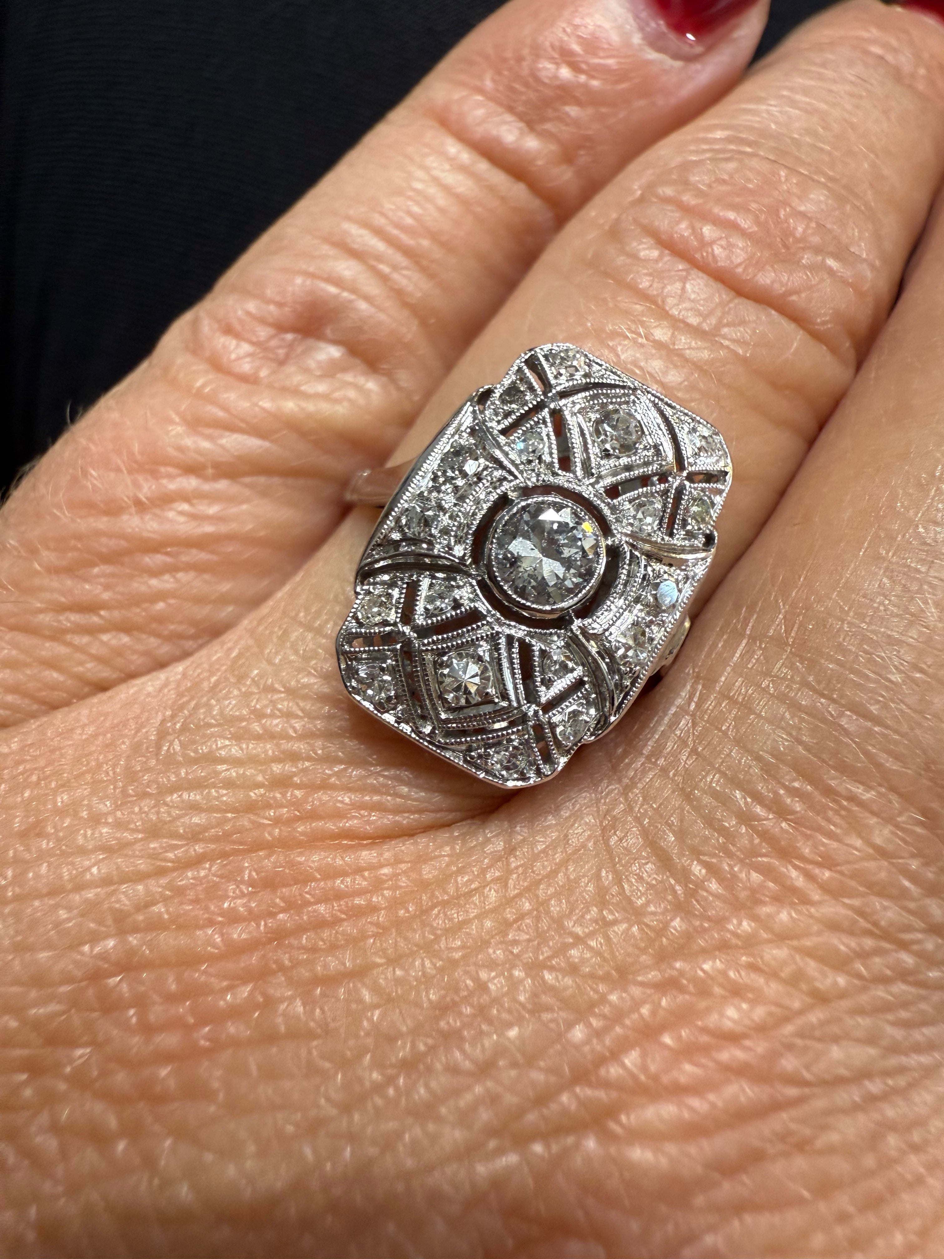 Art déco - Bague Platine et diamants