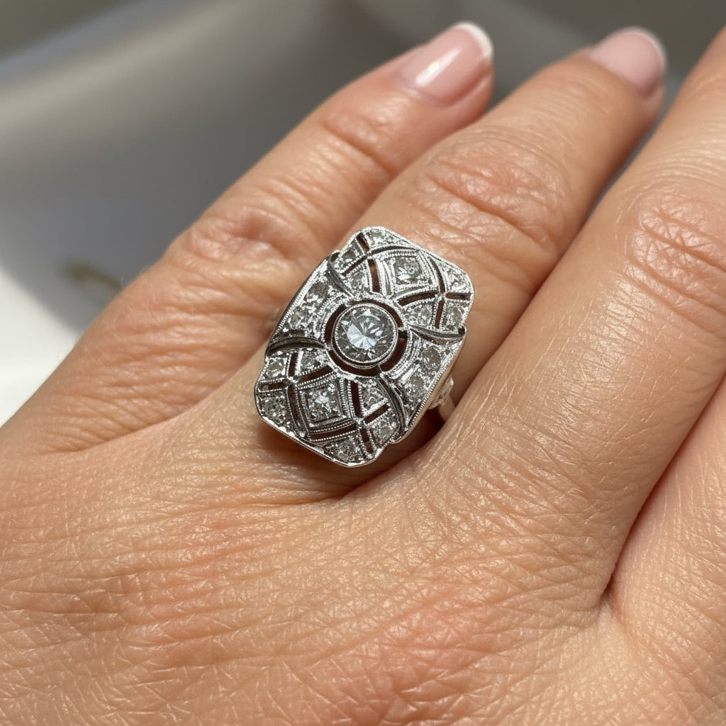 Art déco - Bague Platine et diamants