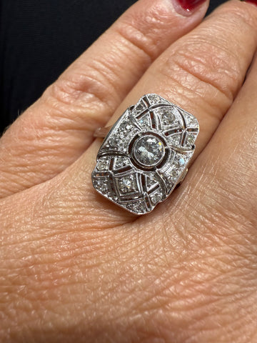 Art déco - Bague Platine et diamants