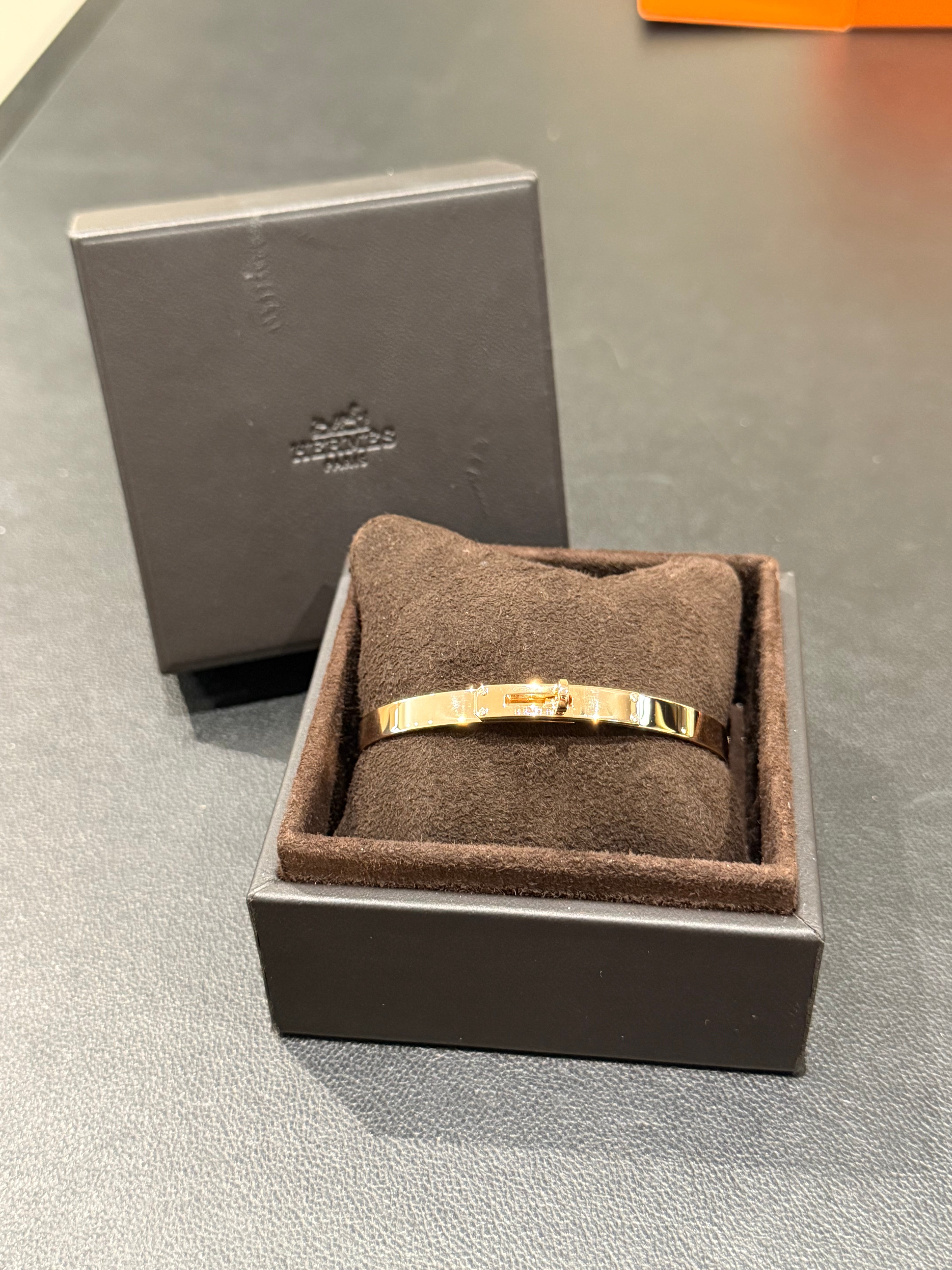 Bracelet Kelly Hermès - Or rose et diamants - Petit Modèle
