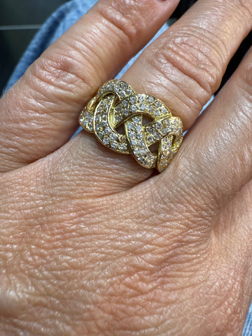 Yellow gold and diamond ring