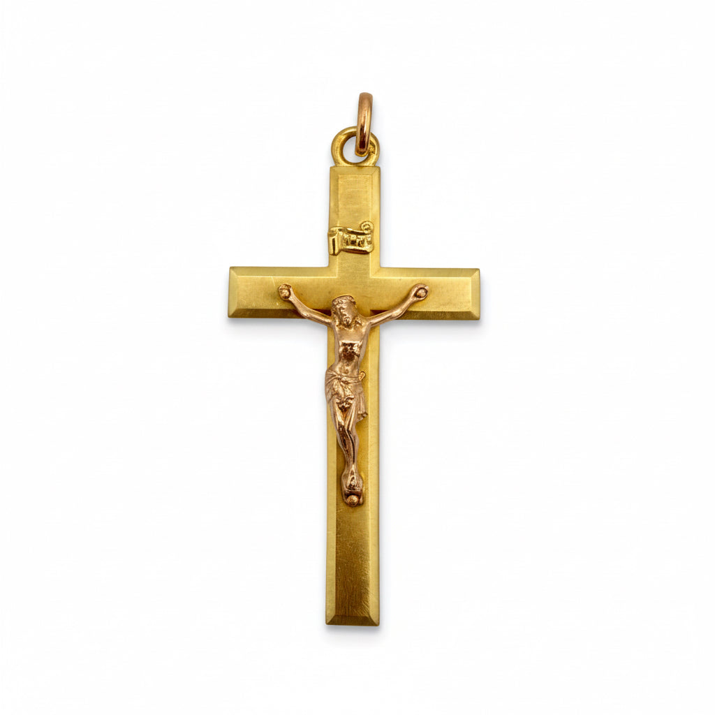 Pendentif Croix - Or jaune et Rose - Christ