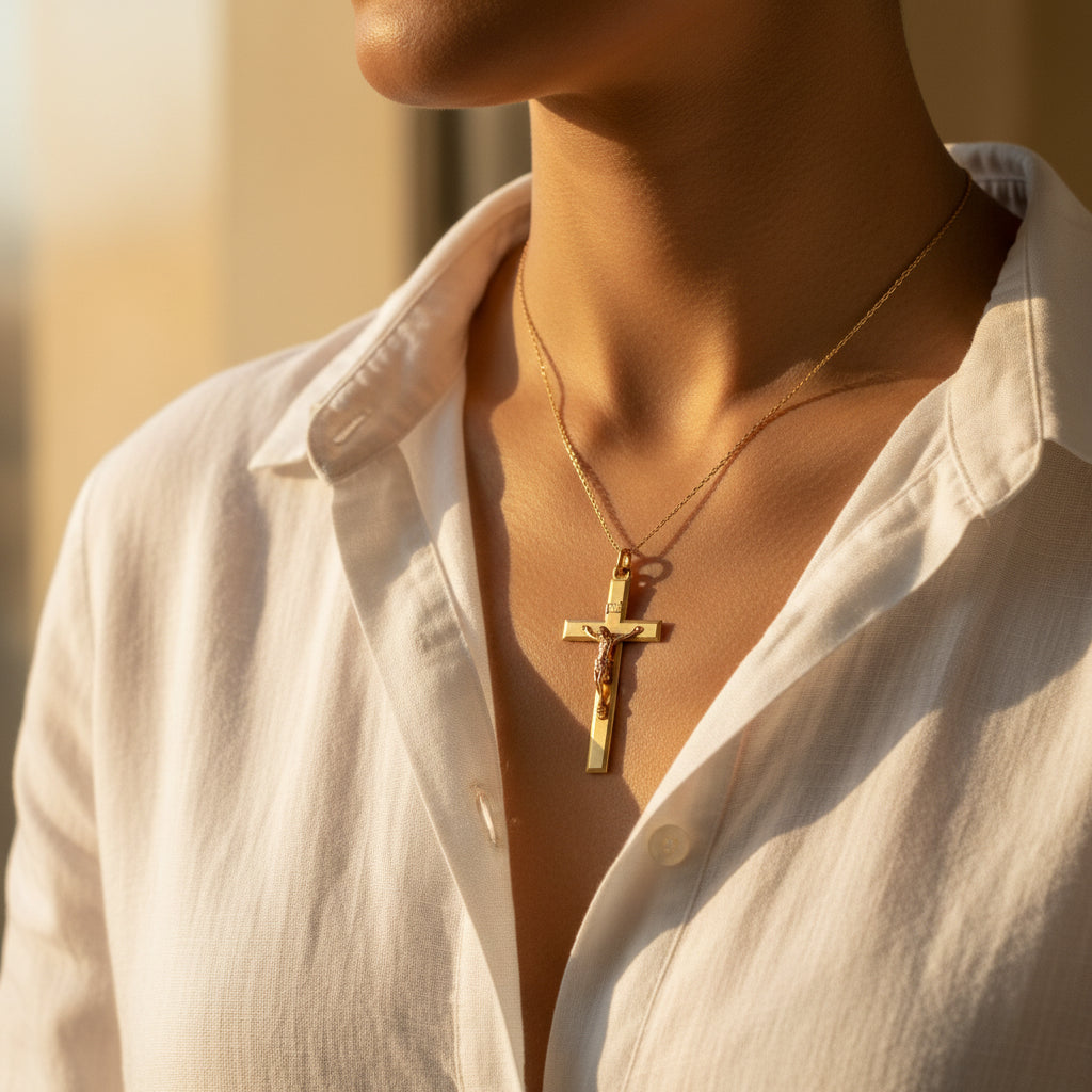 Pendentif Croix - Or jaune et Rose - Christ