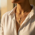 Pendentif Croix - Or jaune et Rose - Christ