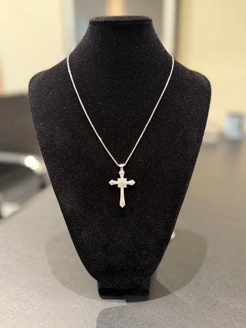 Art déco - Pendentif Croix or blanc et Diamants