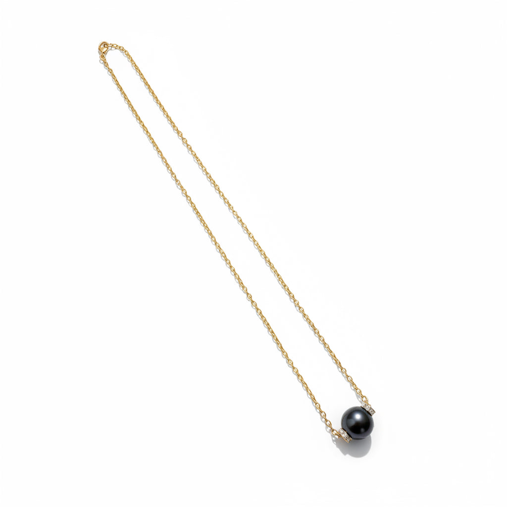 Collier or jaune - Perle de Tahiti et Diamants