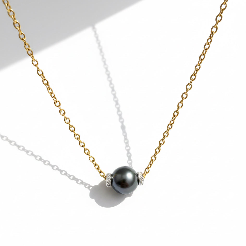 Collier or jaune - Perle de Tahiti et Diamants