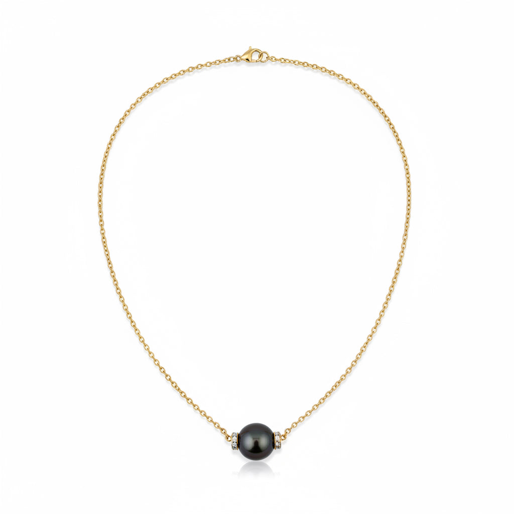 Collier or jaune - Perle de Tahiti et Diamants