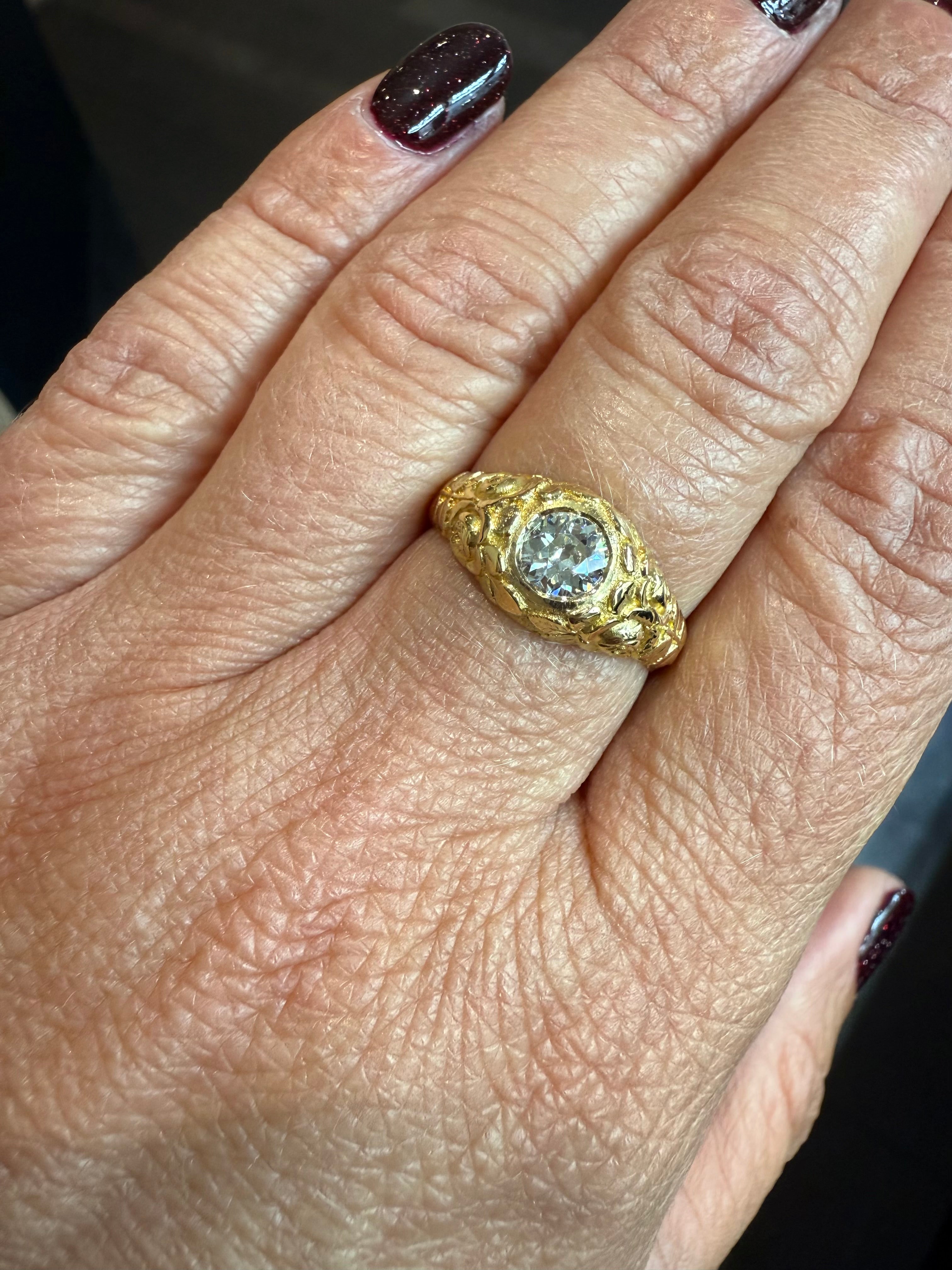 Bague de fiançaille Antique - Or jaune - Diamant 0,60 carat
