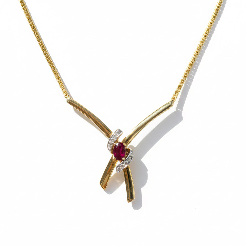 Collier Or jaune - Rubis et Diamants