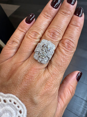Art déco - Bague Platine - Diamants 3,72 carats