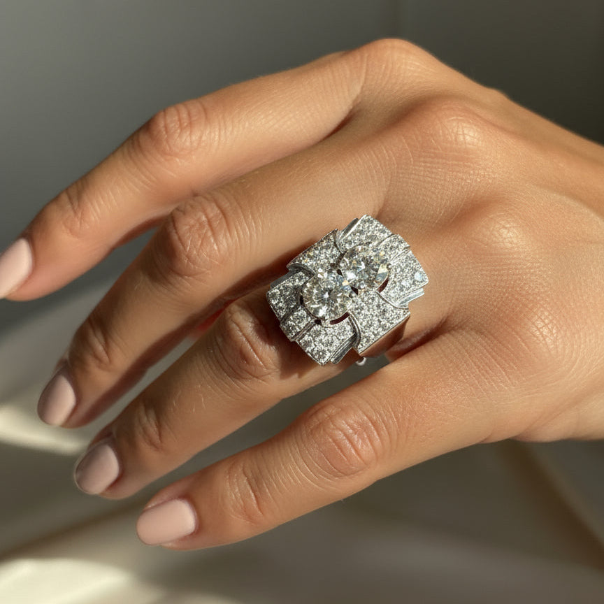 Art déco - Bague Platine - Diamants 3,72 carats