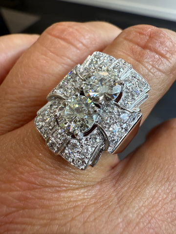 Art déco - Bague Platine - Diamants 3,72 carats