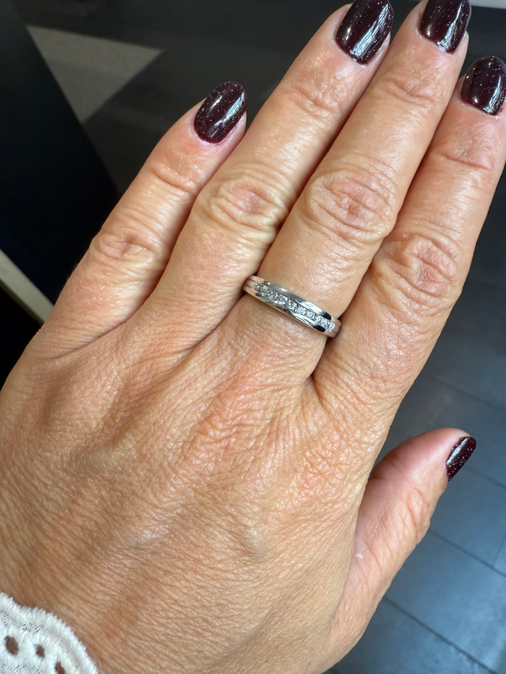 Demi Alliance Or Blanc et Diamants