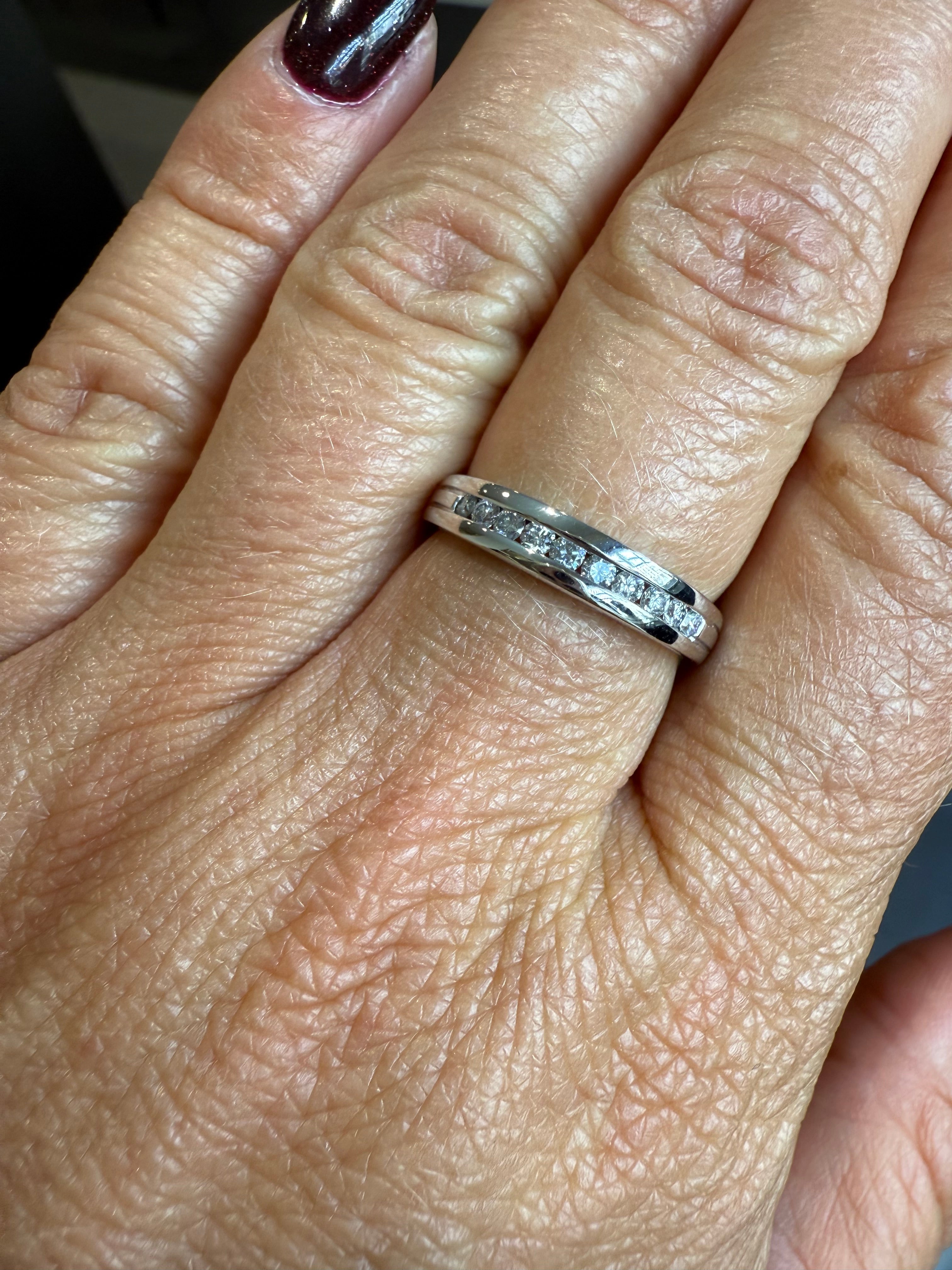 Demi Alliance Or Blanc et Diamants