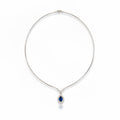 Collier Pendentif - Or blanc - Saphir 1,61 carats et Diamants
