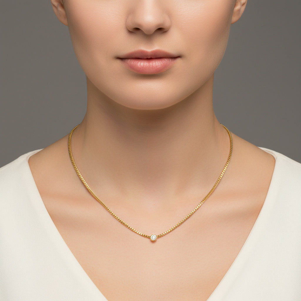 A. Roure - Collier Maille Anglaise  - Or jaune - Diamant