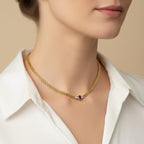 Collier - Or jaune - Saphir et diamants