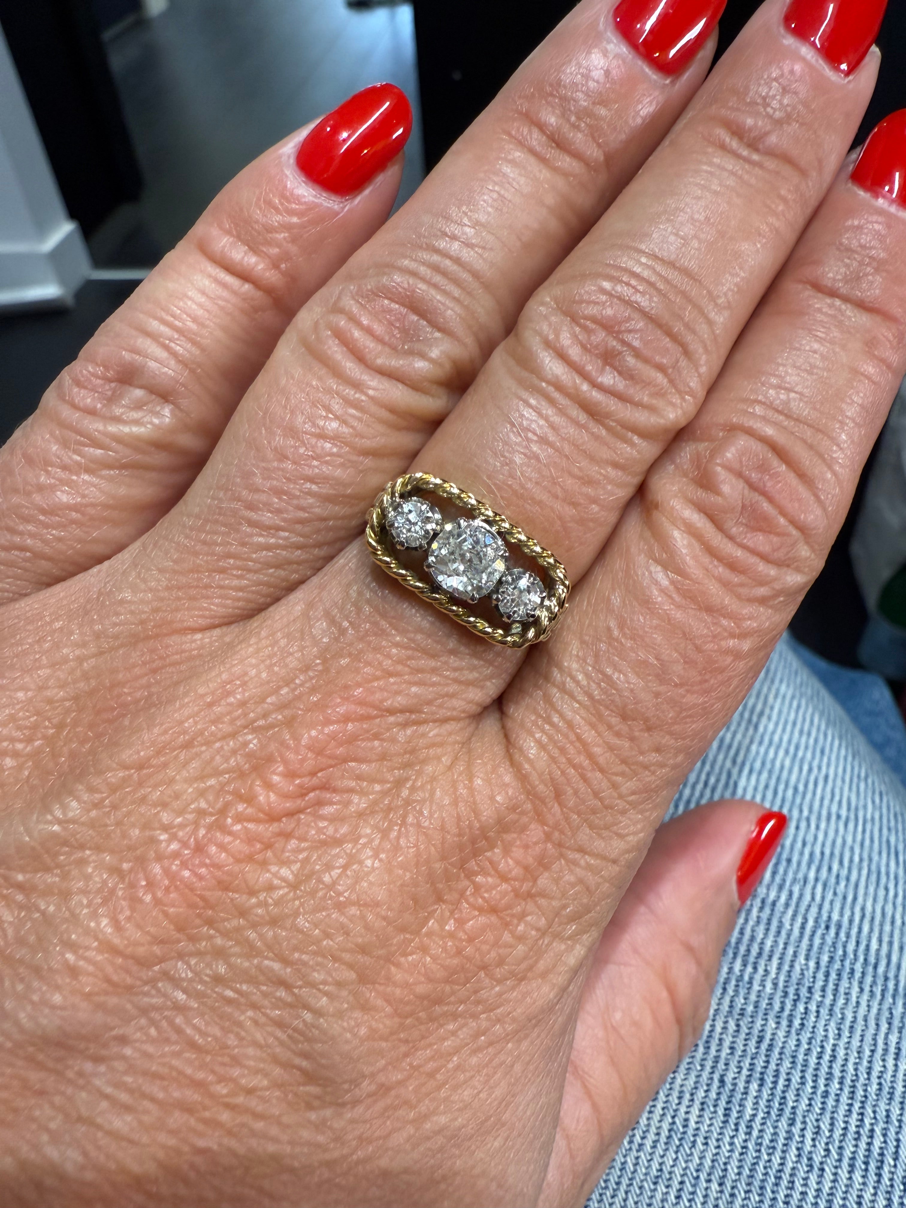 Bague Vintage - Or Jaune et Diamants - Année 40