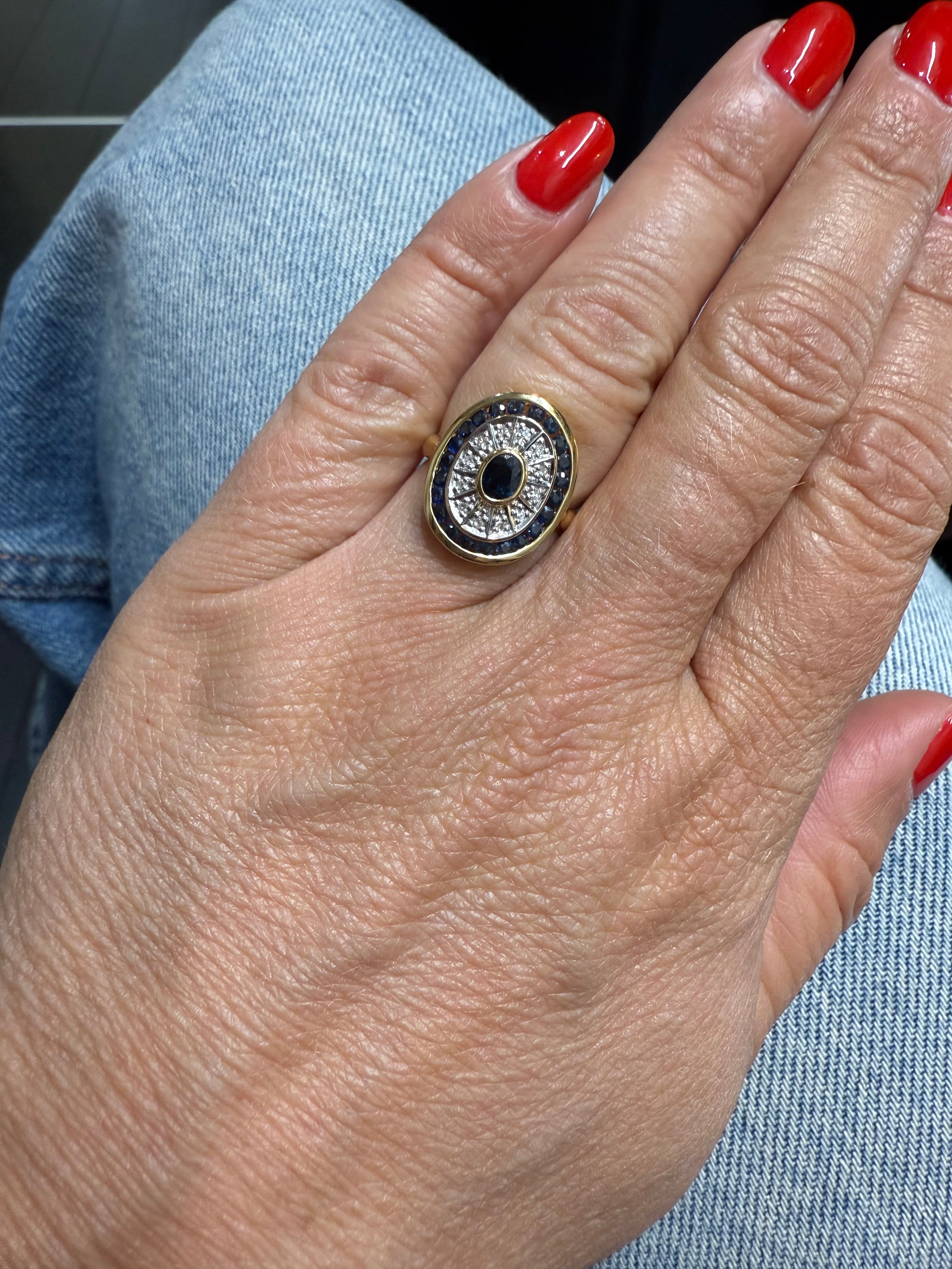 Bague Or jaune - Saphirs et Diamants