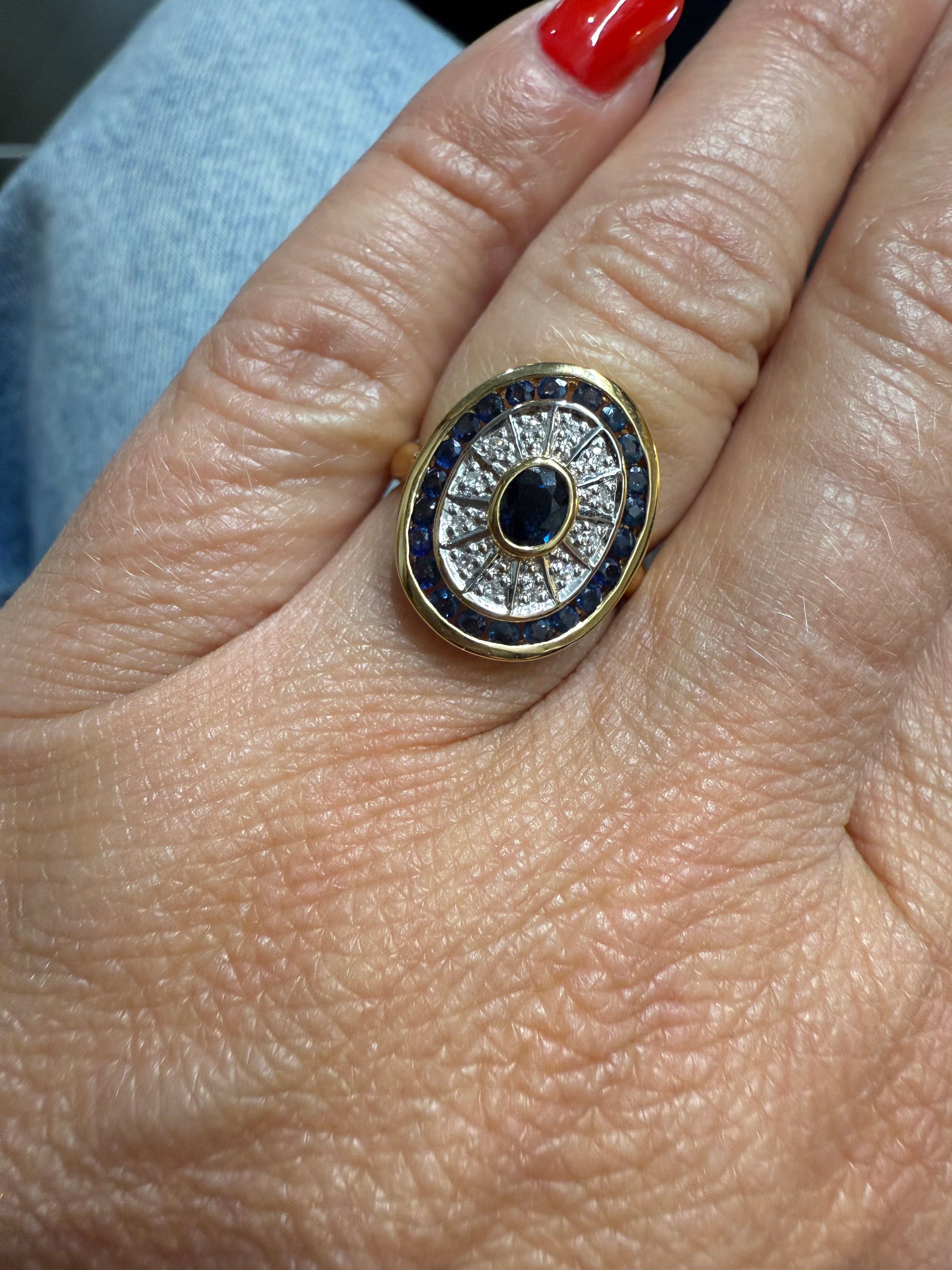 Bague Or jaune - Saphirs et Diamants