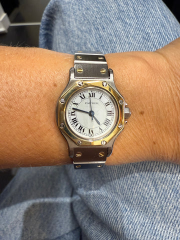 Cartier - Santos Octagonal Watch - Gold and Steel