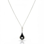 Art Déco - Collier pendentif - Platine - Diamants